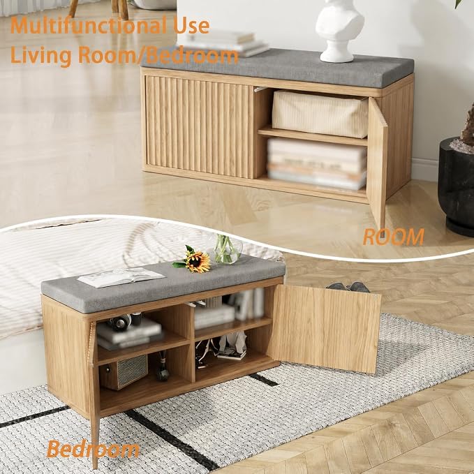 2 Door Oak Sturdy Shoe Bench