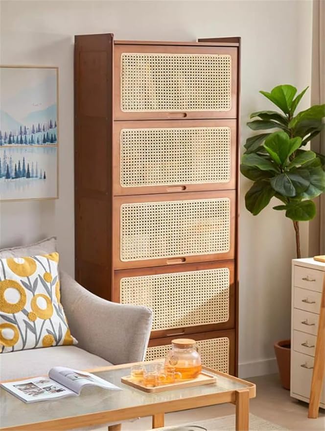 Door Material: Rattan; Color: Brown