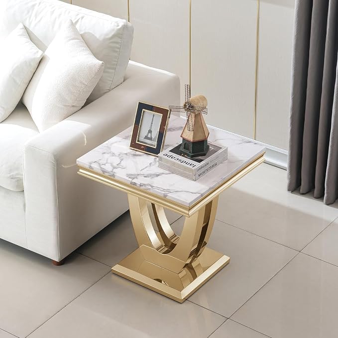 End Table - White Gold Base