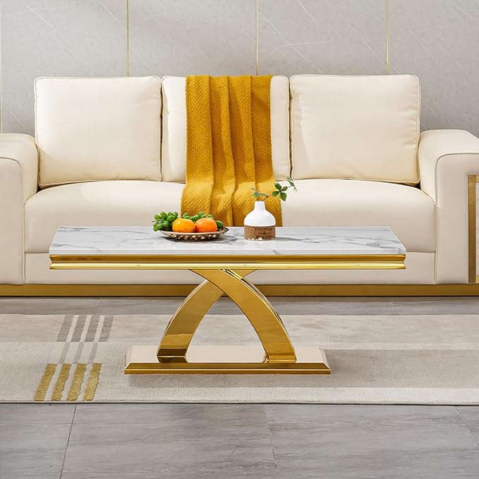 Coffee Table - White Gold Base