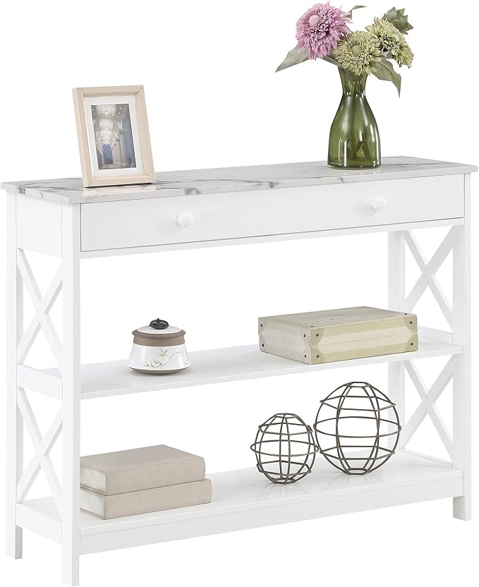 White Faux Marble/White