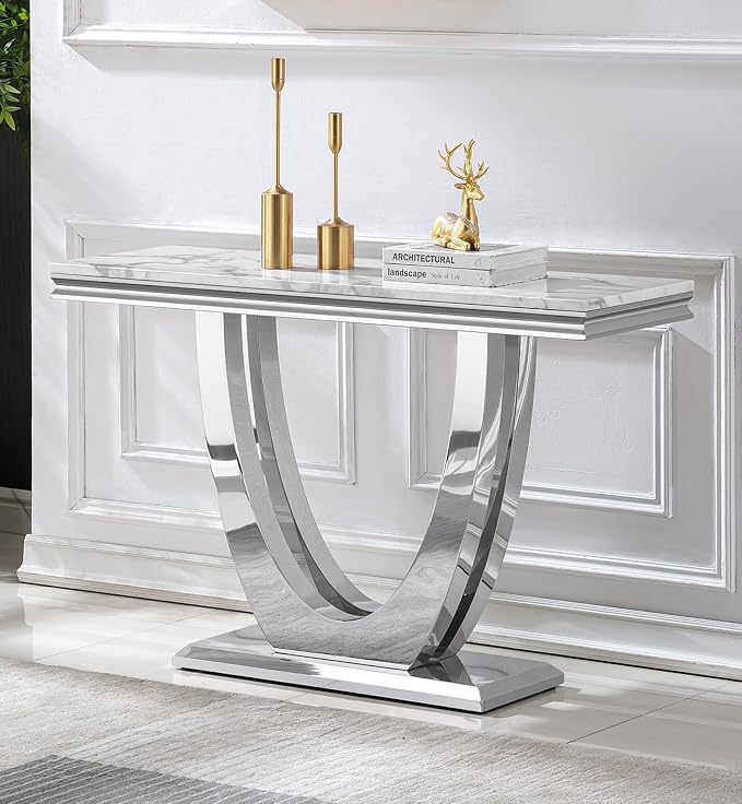 White & Silver Console Table