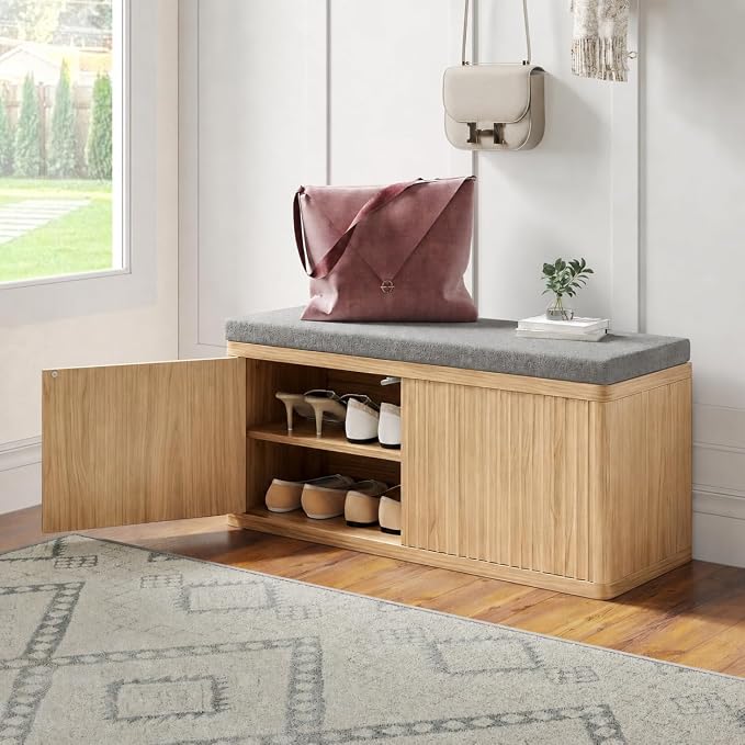 2 Door Oak Sturdy Shoe Bench