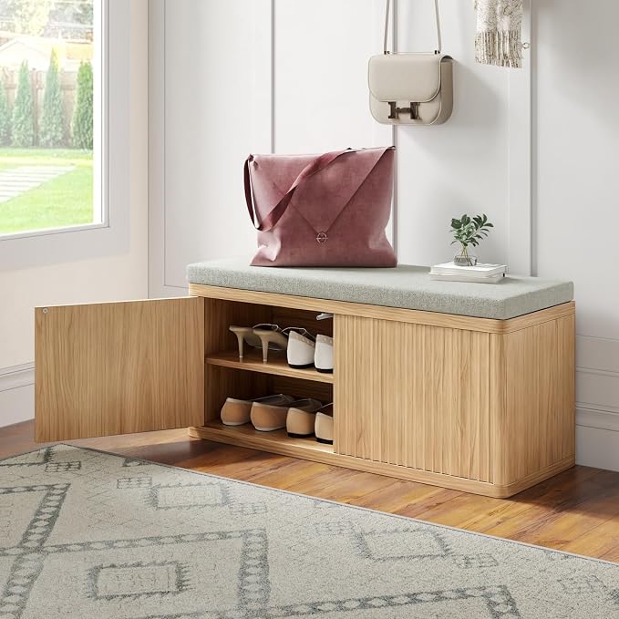 2 Door Shoe Bench-light Oak