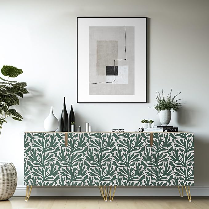 Green Mid-century Flower Landscape Patterns