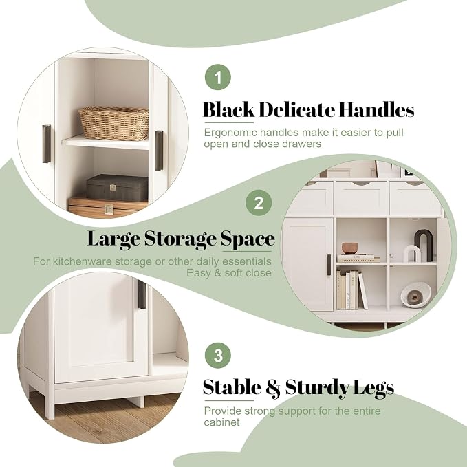 White-3 Drawers+2 Doors