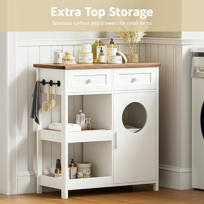 Laundry Hamper Cabinet-White