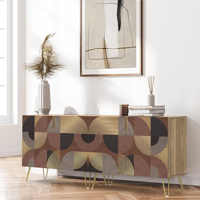 Black, Brown & Gold Geometric Polygons Abstract Shapes