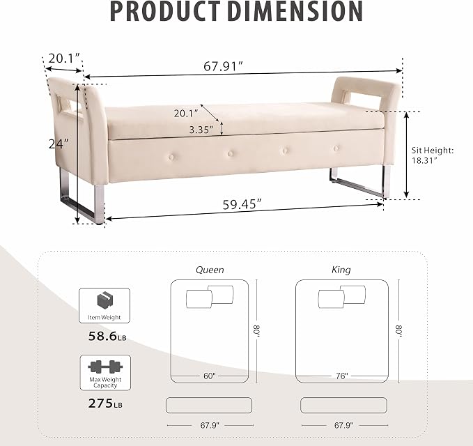 Beige Velvet 67.9''