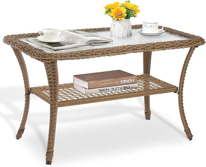 Brown Wicker/Glass Top