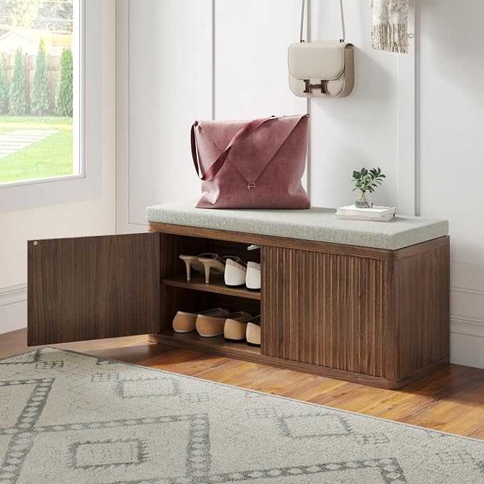 2 Door Shoe Bench-walnut