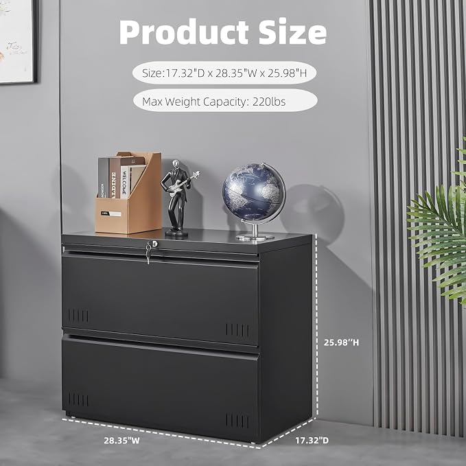 Matte-black 2-drawer Lateral