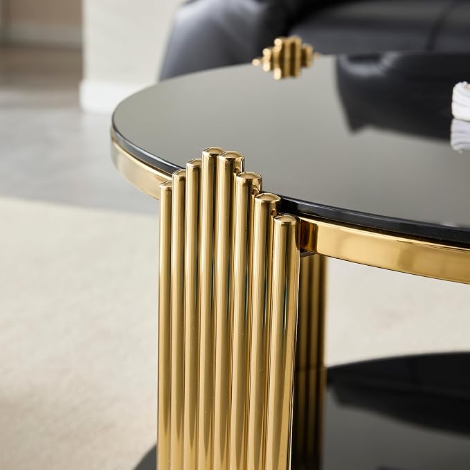 Black & Gold Round Coffee Table