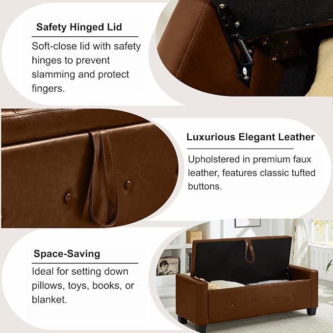 Light Brown Faux Leather Tufted 48''