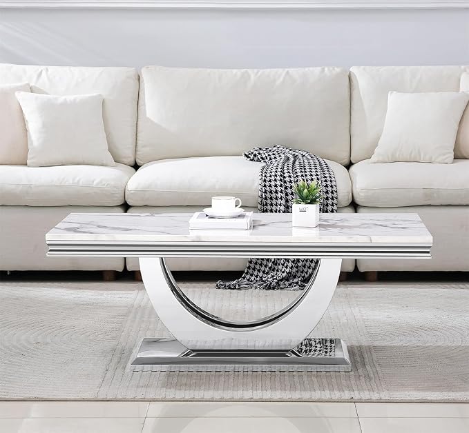 Coffee Table - White Silver Base
