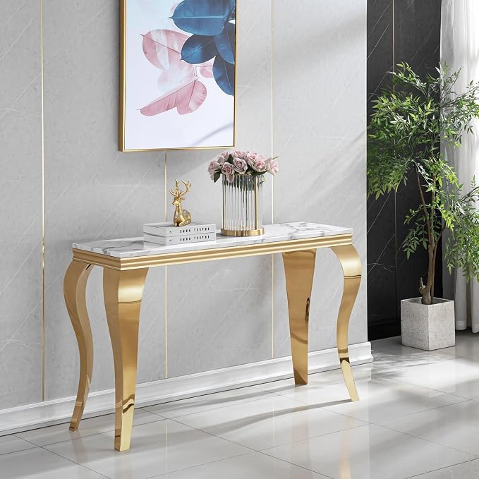 Console Table - White Gold Base