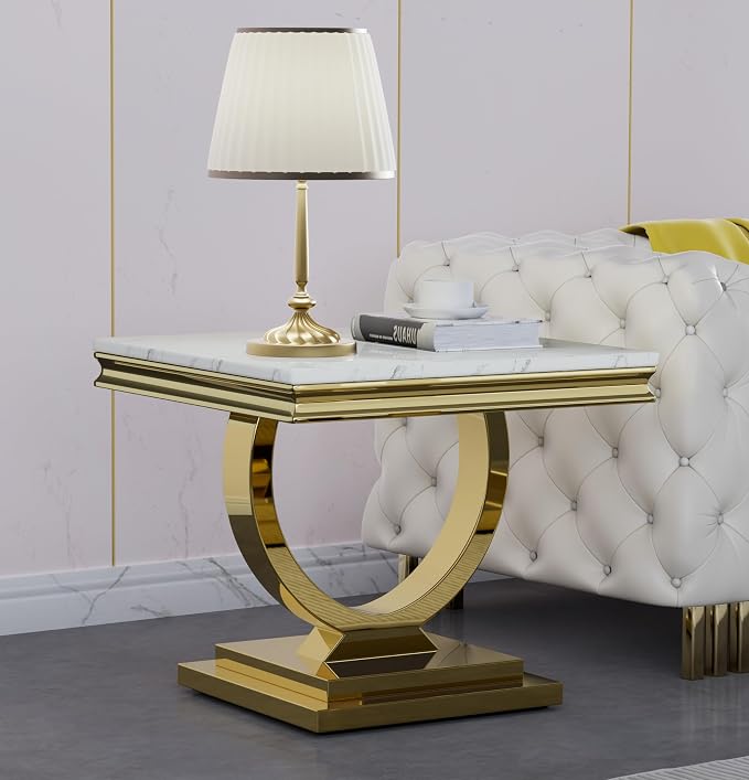 End Table,white&silver