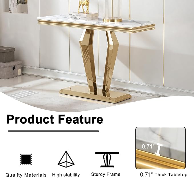White&gold-console Table