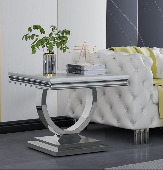 Style1:end Table-white &Silver
