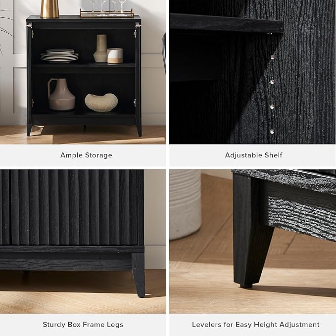 Black Wave Fluted Cabinet