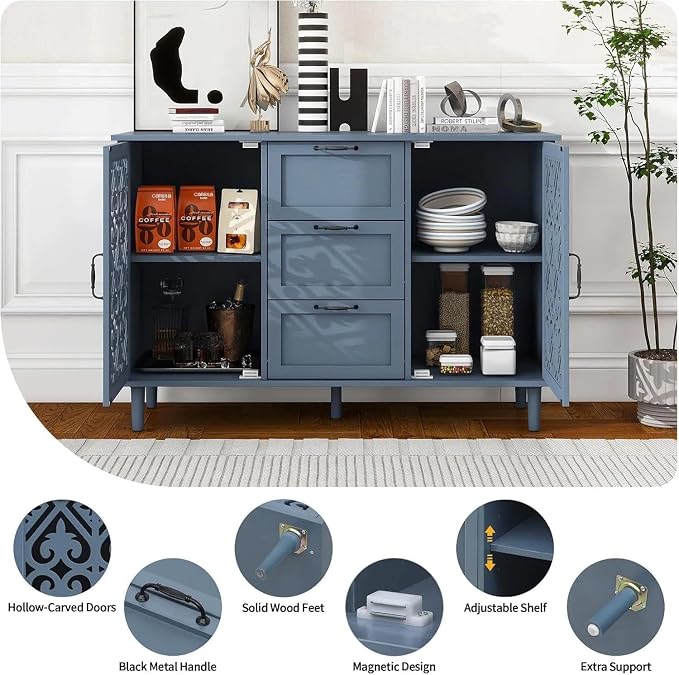 Blue 2-door 3-drawer