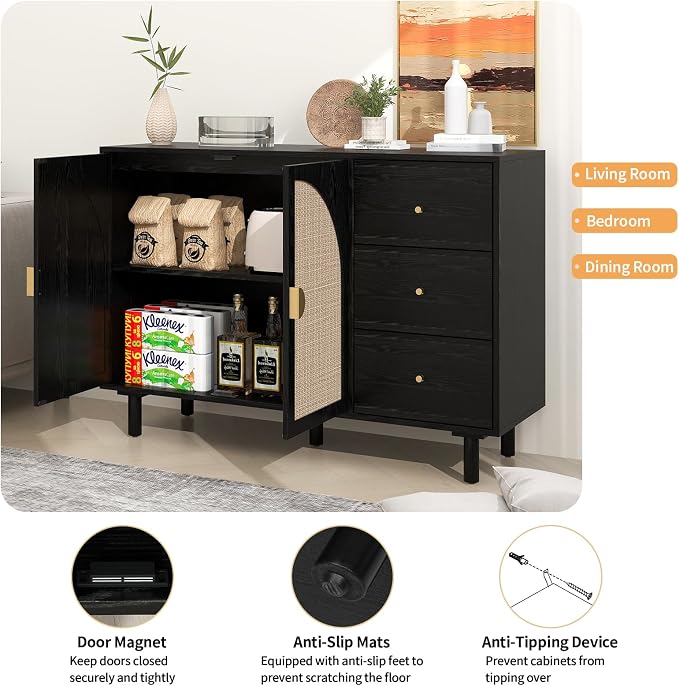 Black-2 Door 3 Drawer