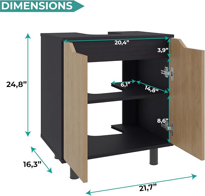 Black, Natural Oak