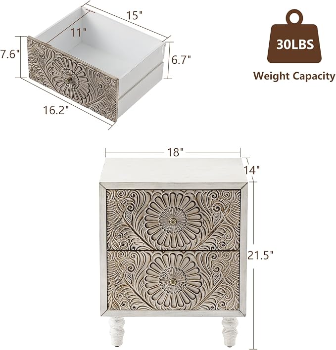 Wood Color-carved-2 Drawers