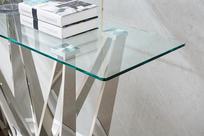 Silver - Console Table (W-shape Base)
