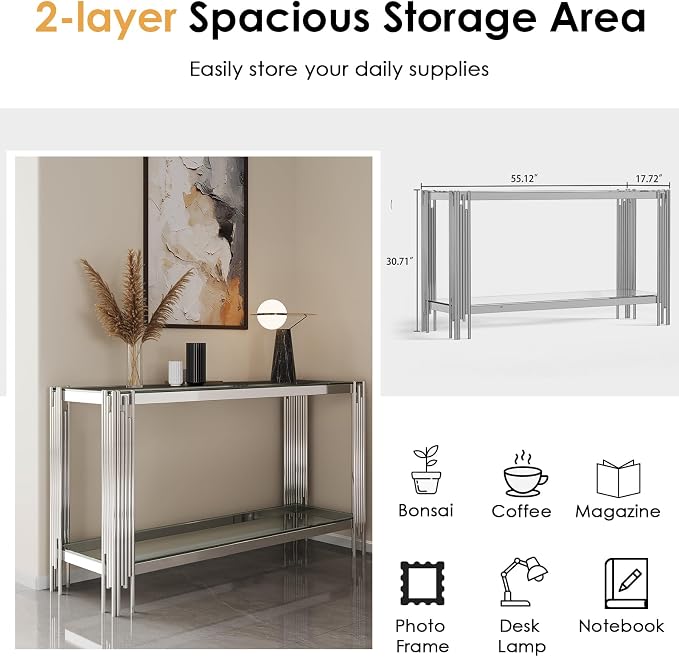 Console Table-clear & Silver