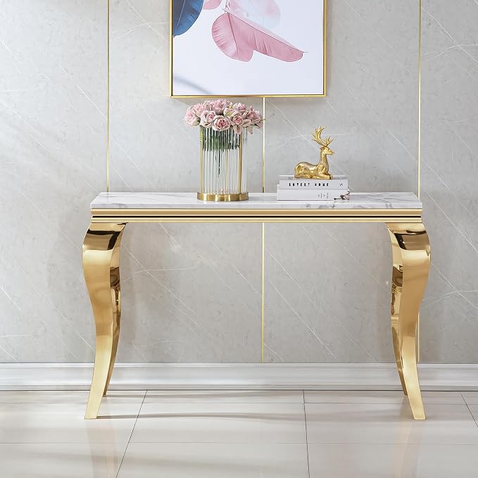 Console Table-gold White