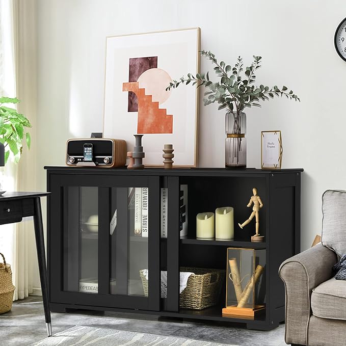 Black/Glass Sliding Door
