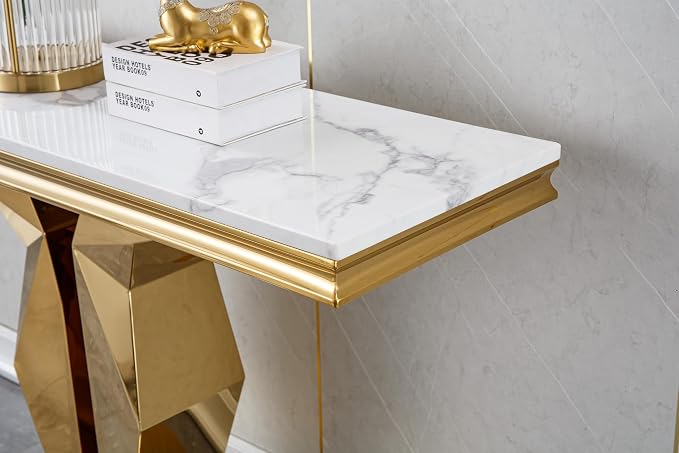 Console Table - White Gold Base