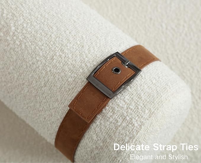 White Sherpa Seat-brown Leather Strap