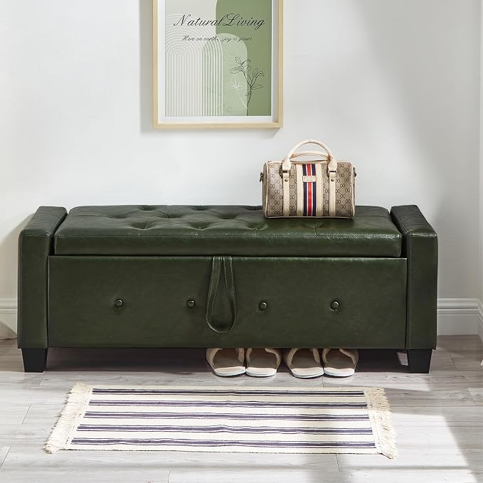 Olive Green Faux Leather Tufted 48''
