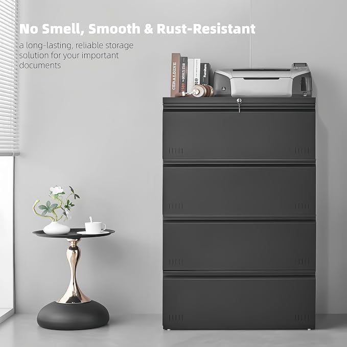 Matte-black 4-drawer Lateral