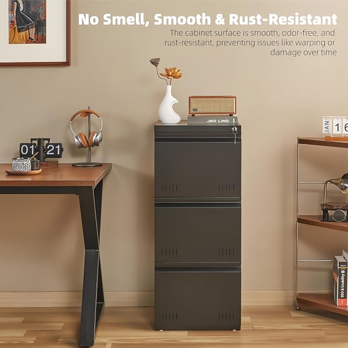 Matte-black 3-drawer Vertical