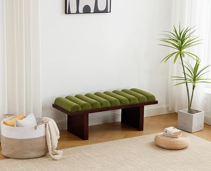Green Velvet-dark Brown Wood