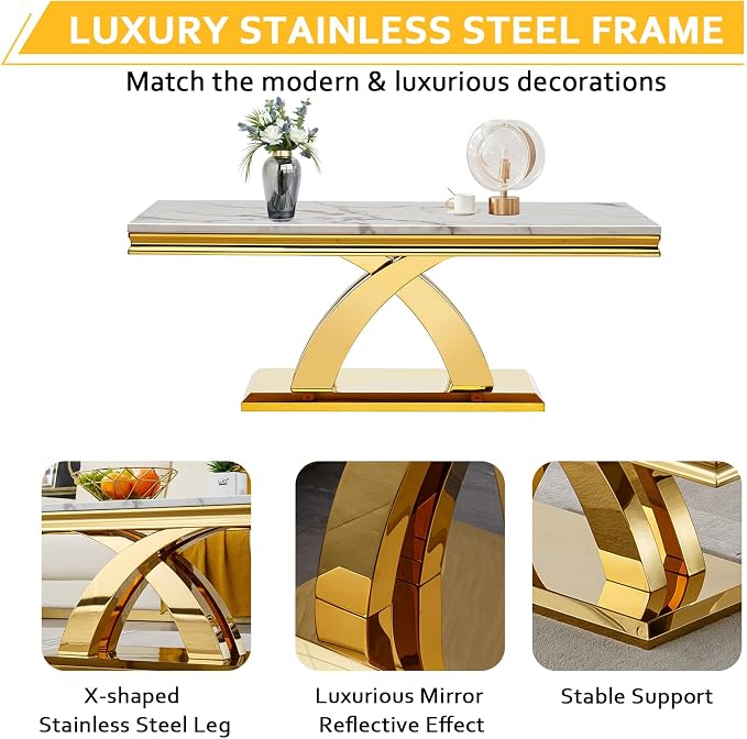 White Golden Coffee Table