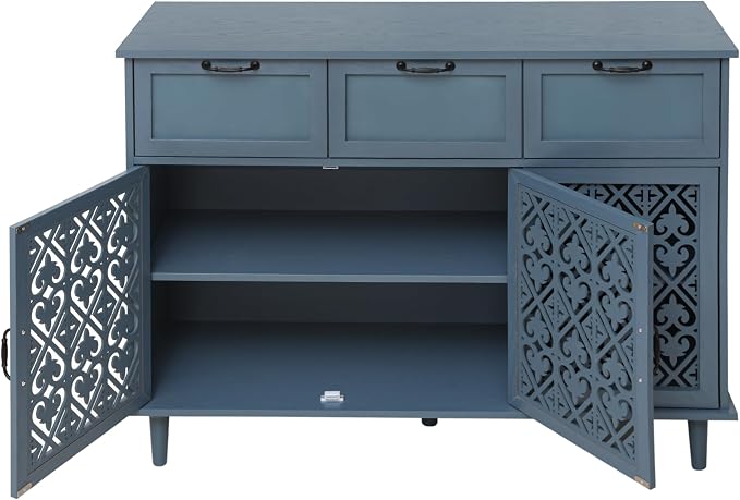 3 Door 3 Drawer Blue