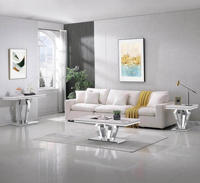 Coffee Table - White Silver Base