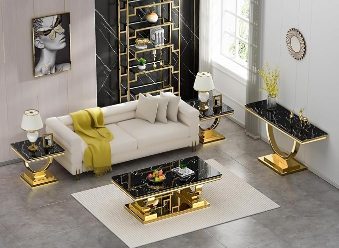 Coffee Table - Black Gold Base
