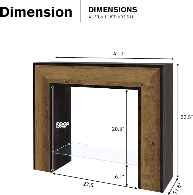 Dark Grey/ Oak/Glass Shelf