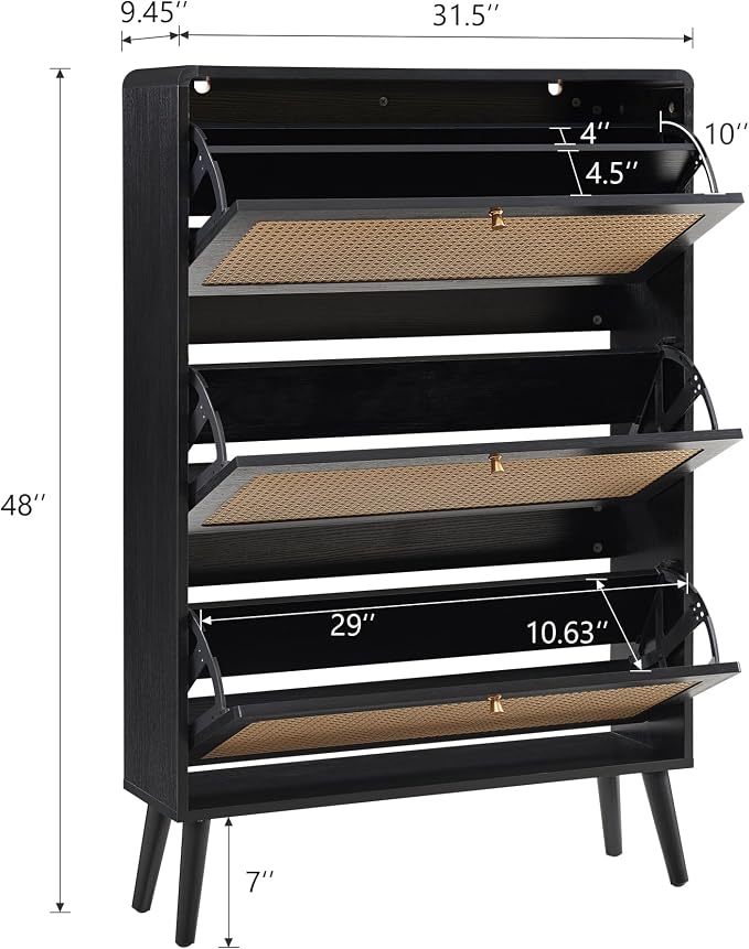 3 Flip Drawers-black