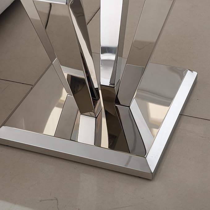 Diamond Base End Table - White & Silver