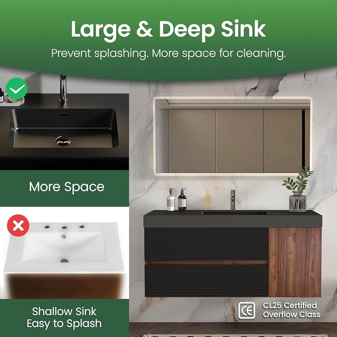 Walnut+black / Black High-rim Sink