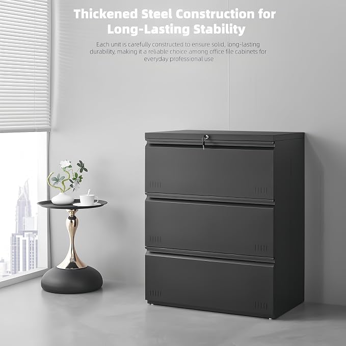 Matte-black 3-drawer Lateral