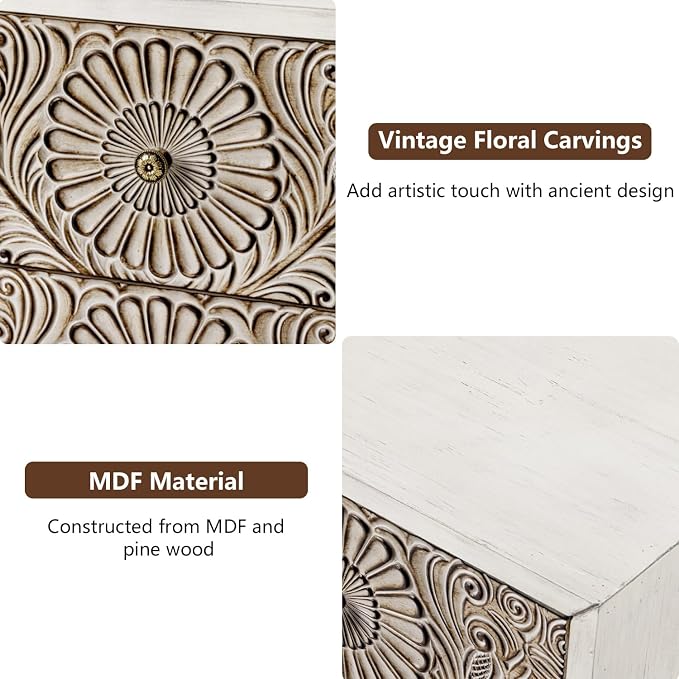 Wood Color-carved-2 Drawers