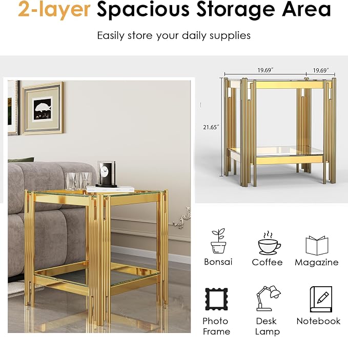 End Table-clear & Gold