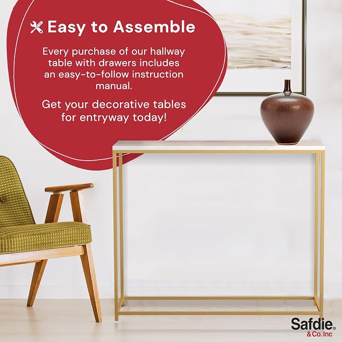 Marble Gold Metal Console Table